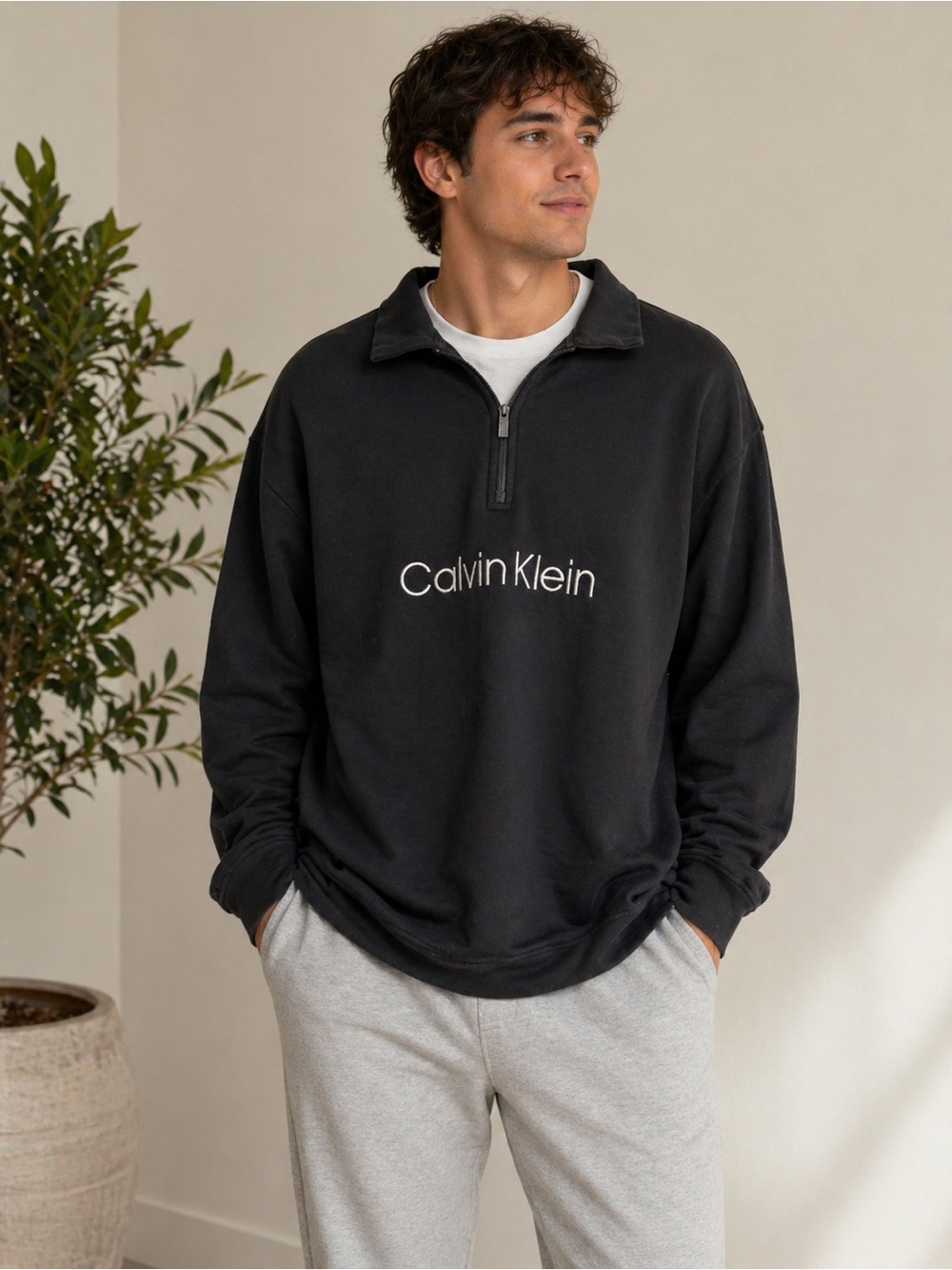 Calvin Klein Charcoal Gray Half-Zip Pullover